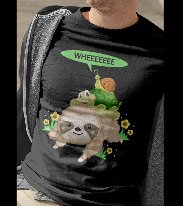 Wheeeeee Running Wild Sloth With Turtle And Snail T-Shirt