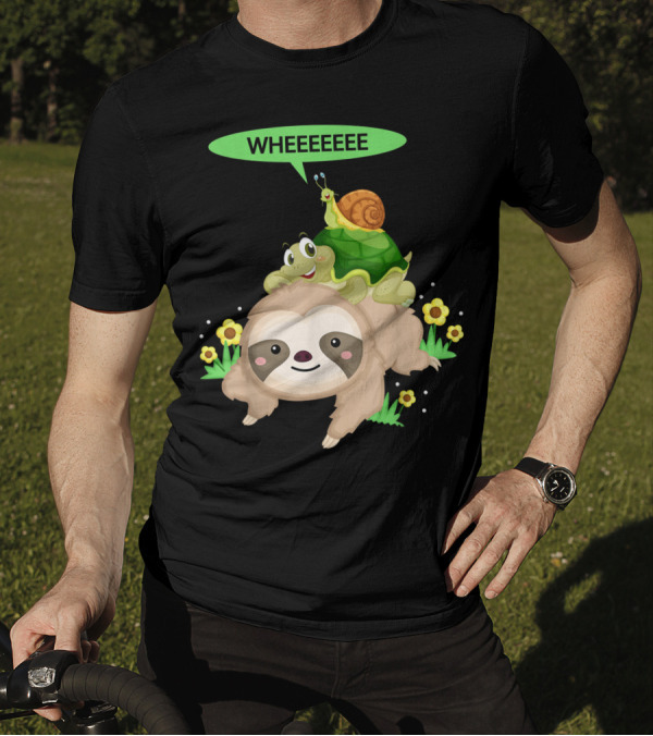 Wheeeeee Running Wild Sloth With Turtle And Snail T-Shirt