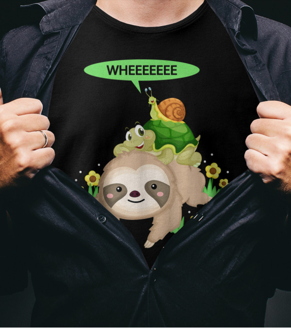 Wheeeeee Running Wild Sloth With Turtle And Snail T-Shirt