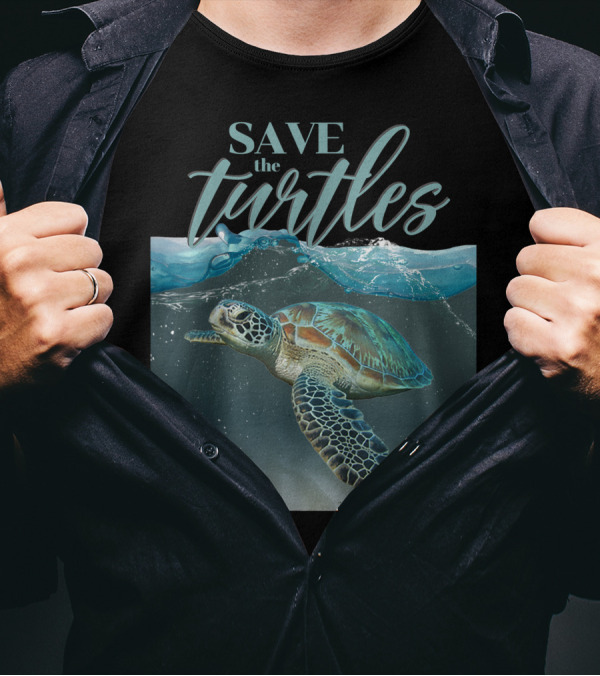 SAVE THE TURTLES Colorful Sea Turtle Ocean Conservation T-Shirt