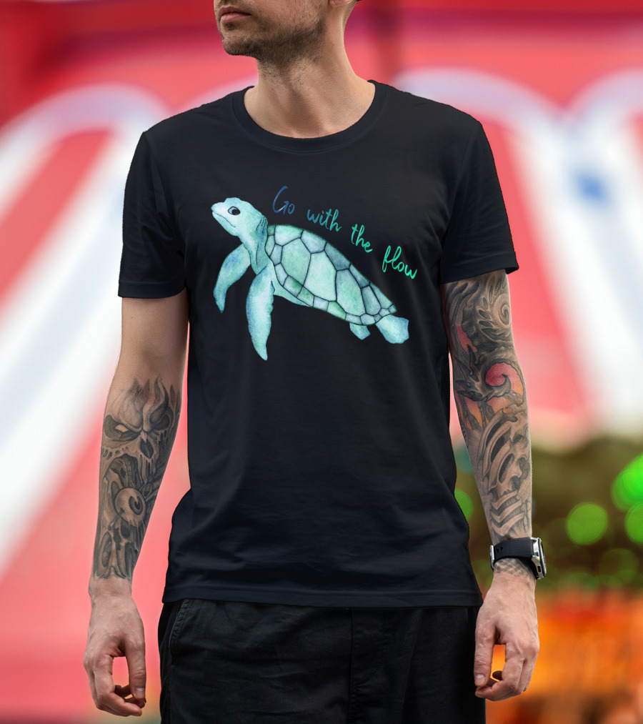Sea Green Turtle Go With The Flow T-Shirt