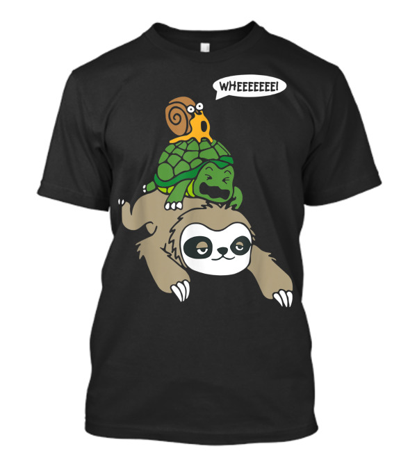 Sloth Turtle Snail Piggyback Running Wild Wheeeeee T-Shirt