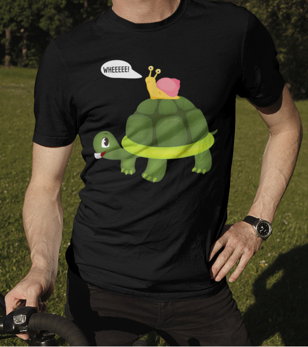 Snail Riding Turtle Wheeeee T-Shirt