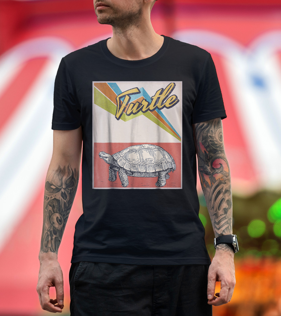 Vintage Turtle Retro Style with Triangular Lines T-Shirt