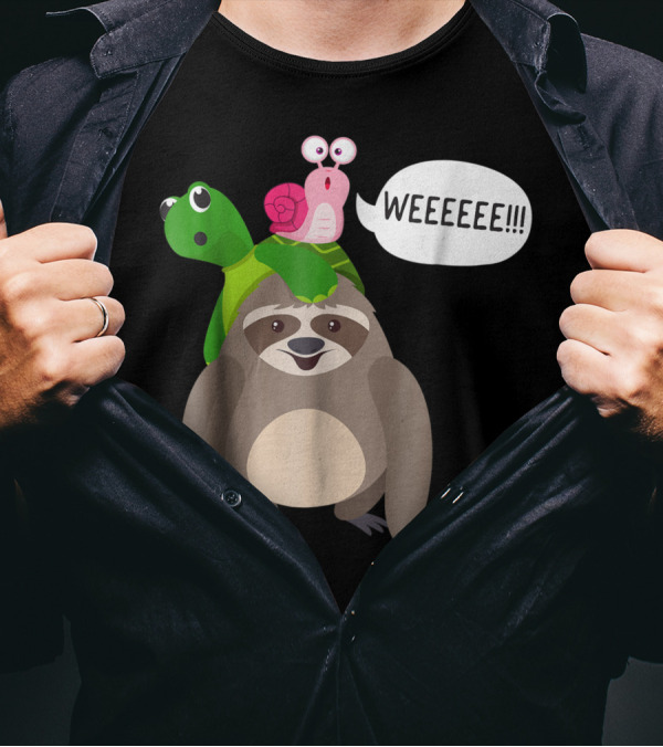 Wee Sloth Turtle Snail Piggyback Animal WEEEEEE T-Shirt