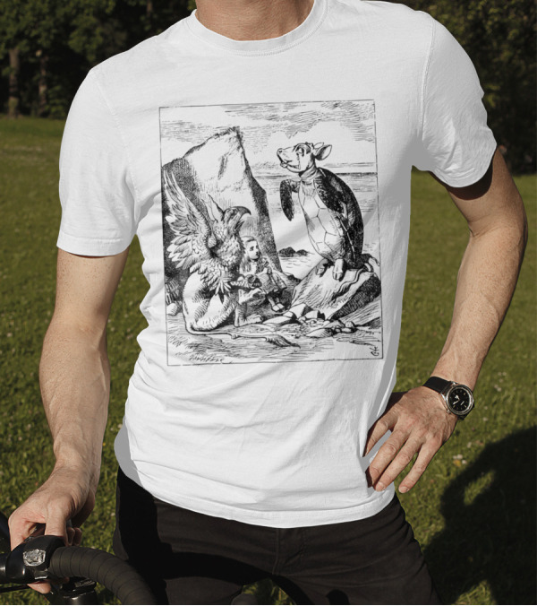 Big Texas Mock Turtle Gryphon Alice Wonderland Scene T-Shirt