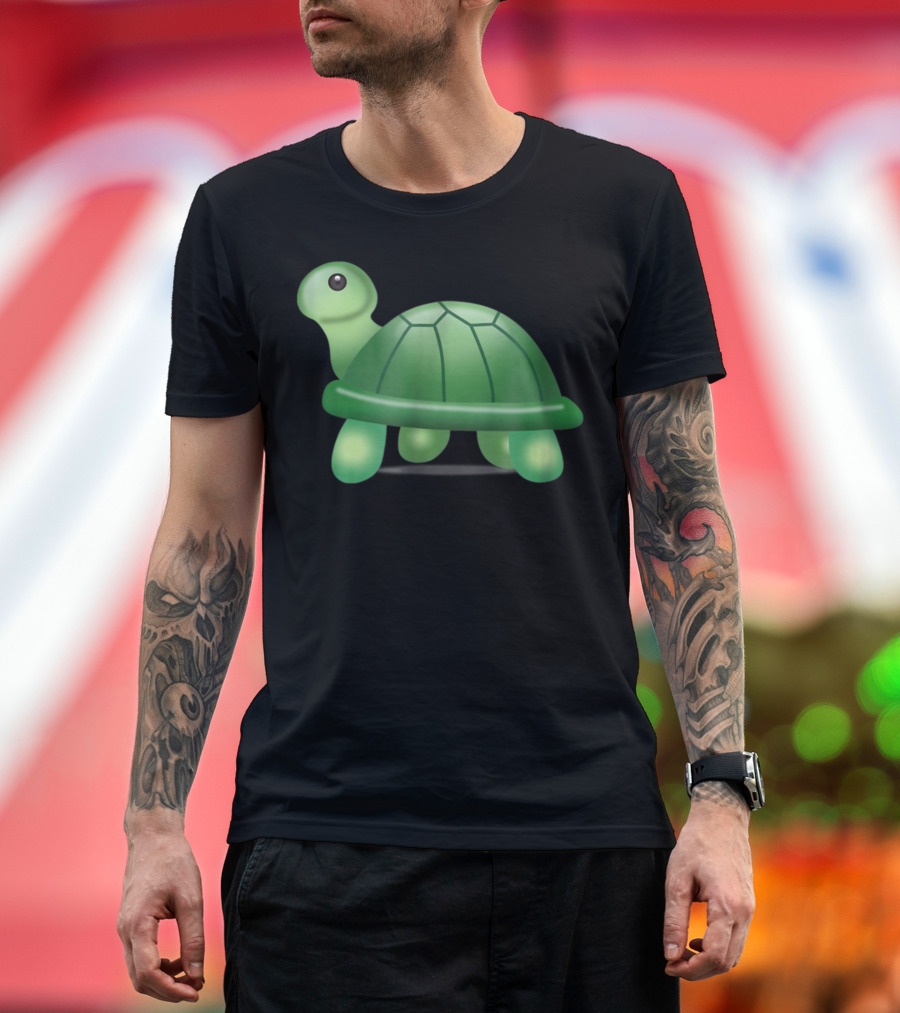 Cute Turtle Emoticon Green Shell T-Shirt