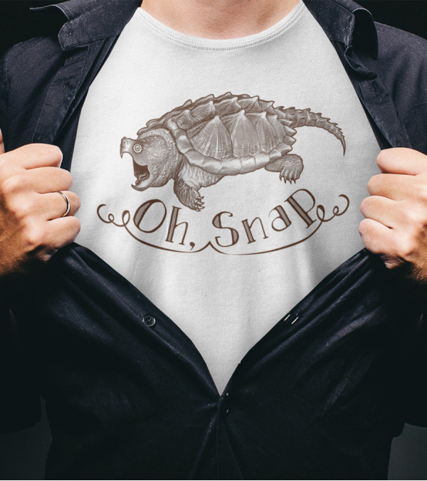Oh Snap Snapping Turtle Text T-Shirt