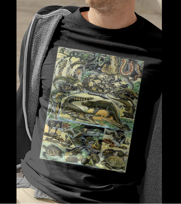 Reptiles Collection Chart Vintage Turtle Snake Species Illustrated Ww T-Shirt