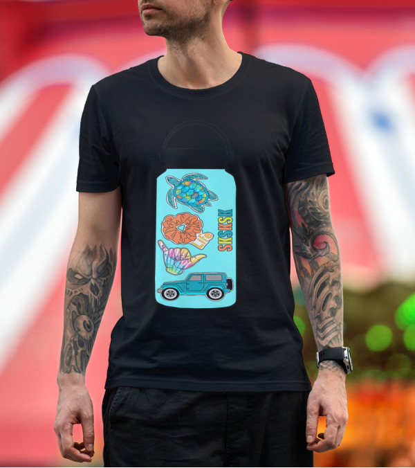 Premium T-Shirt: Sksksk Save The Sea Turtles Shaka Sign Scrunchie Tie Dye Life Jeep T-Shirt Sksksk Save The Sea Turtles Shaka Sign Scrunchie Tie Dye Life Jeep T-Shirt