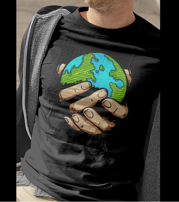 There Is No Planet B Earth Held By Hands Environmental Message T-Shirt