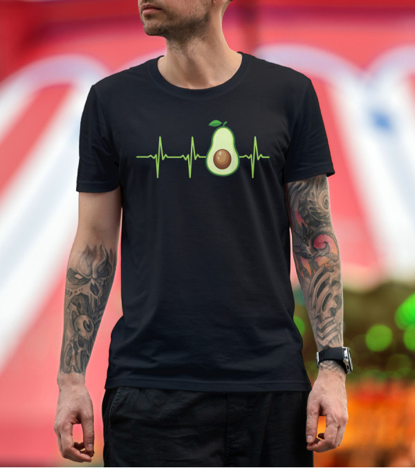 Premium T-Shirt: Avocado Heartbeat Avocado Vegan Pulse T-Shirt Avocado Heartbeat Avocado Vegan Pulse T-Shirt