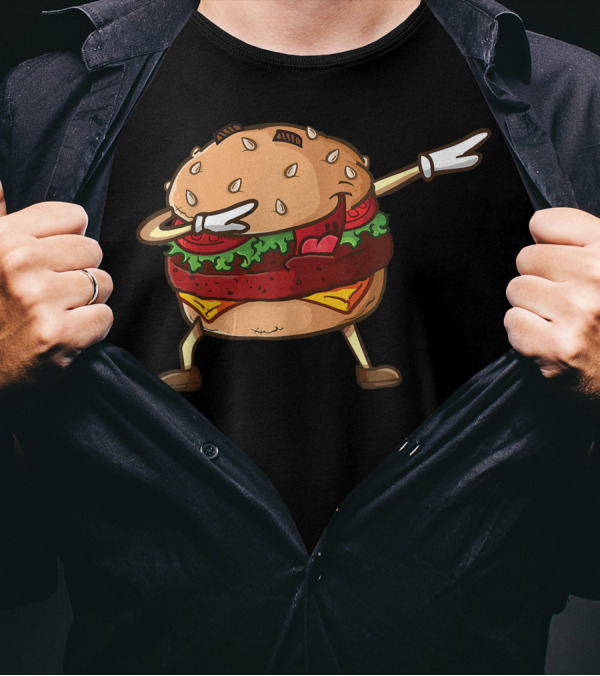 Cheeseburger Dab Pose National Burger Day Dabbing Dance Pun T-Shirt