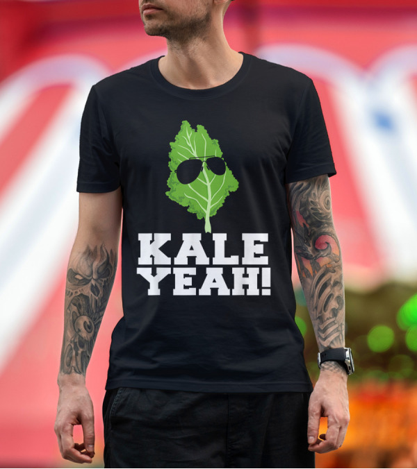 Premium T-Shirt: Kale Yeah Sunglasses Leaf Vegan Pun Kale Yeah T-Shirt Kale Yeah Sunglasses Leaf Vegan Pun Kale Yeah T-Shirt