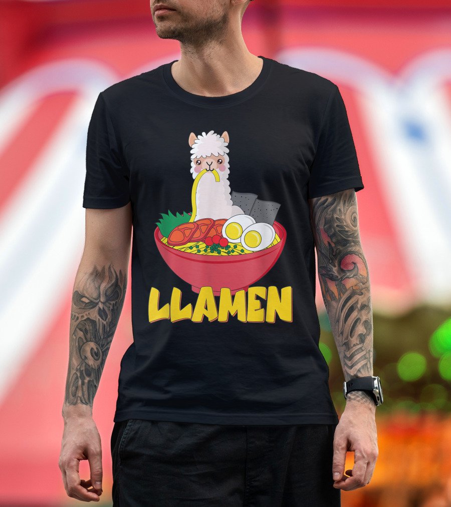 Llama Decor Ramen Soup Korean Llama Stuff LLAMEN T-Shirt