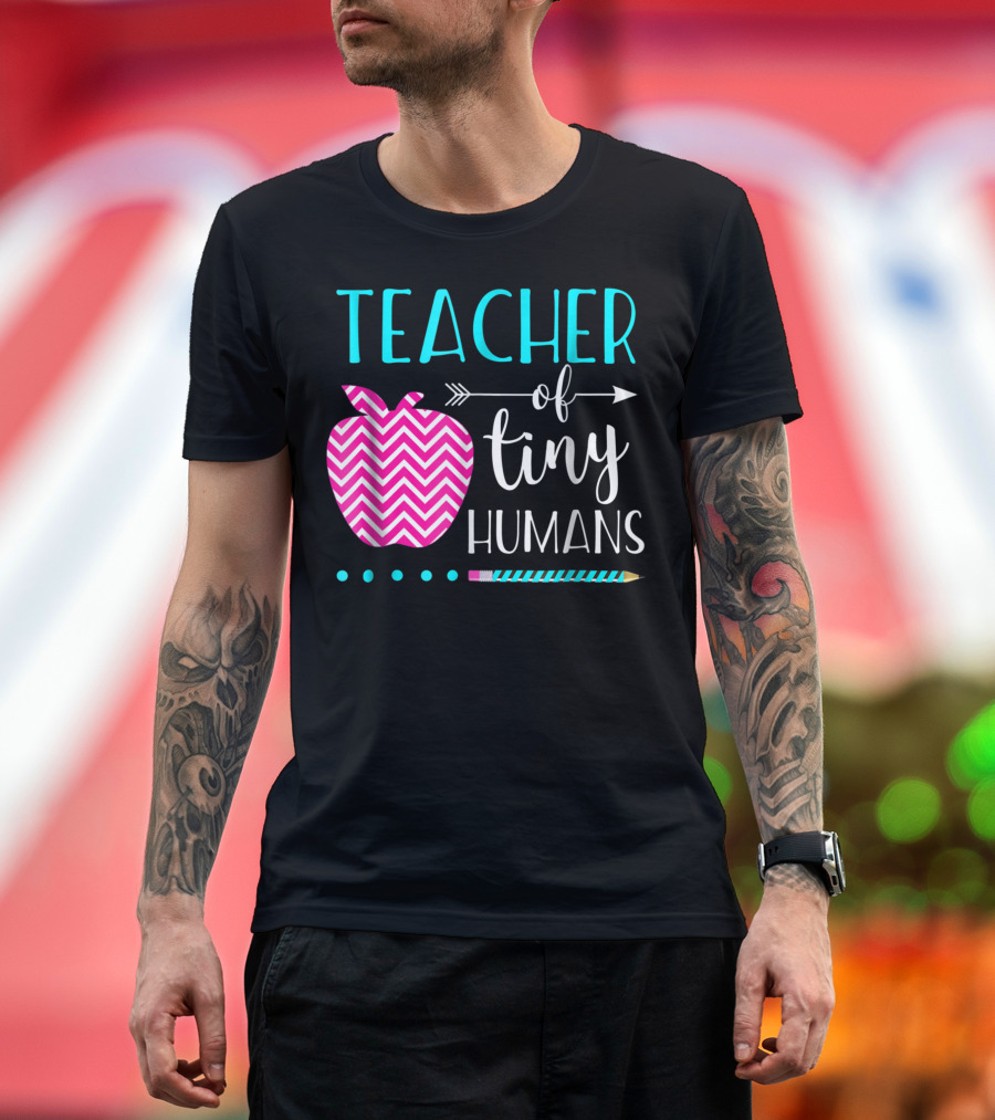 Teacher of Tiny Humans Apple and Pencil Appreciation T-Shirt