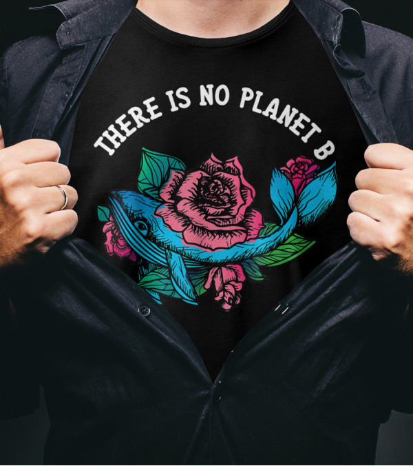 There Is No Planet B Flower Whale Earth Day Vegan Diver T-Shirt