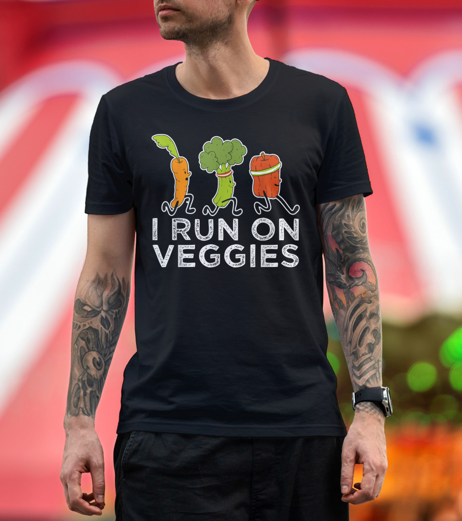 Vegan Athlete Runner I Run On Veggies Marathon Running T-Shirt