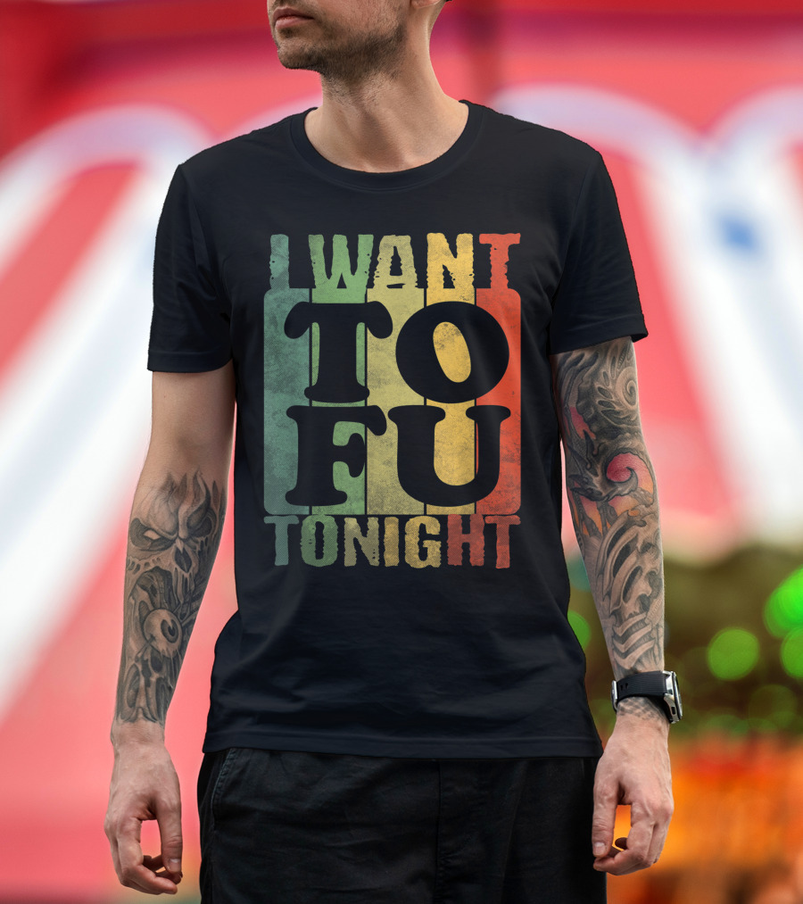 Vintage I Want Tofu Tonight Vegan Rasta Colors T-Shirt