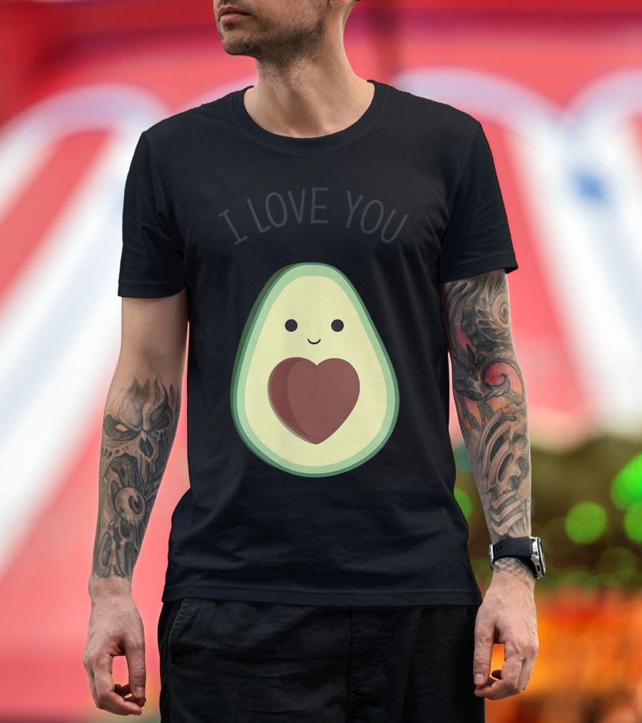 Cute Avocado with Heart I Love You T-Shirt