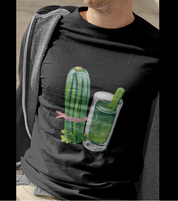 Powered By Celery Juice Black Text Green Celery Stalks And Glass T-Shirt