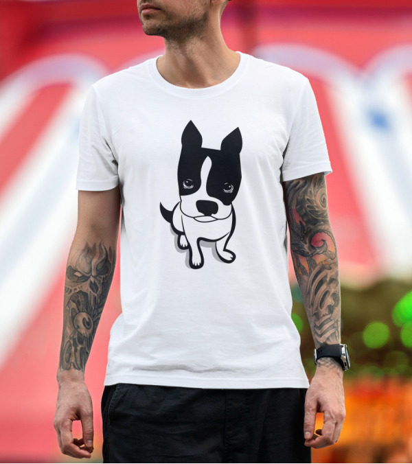 Premium T-Shirt: JACK the DOG Boston Terrier Cartoon T-Shirt JACK the DOG Boston Terrier Cartoon T-Shirt