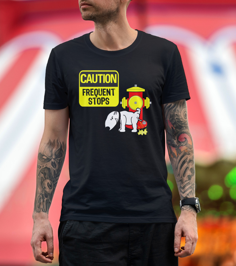 Caution Frequent Stops Dog with Fire Hydrant T-Shirt