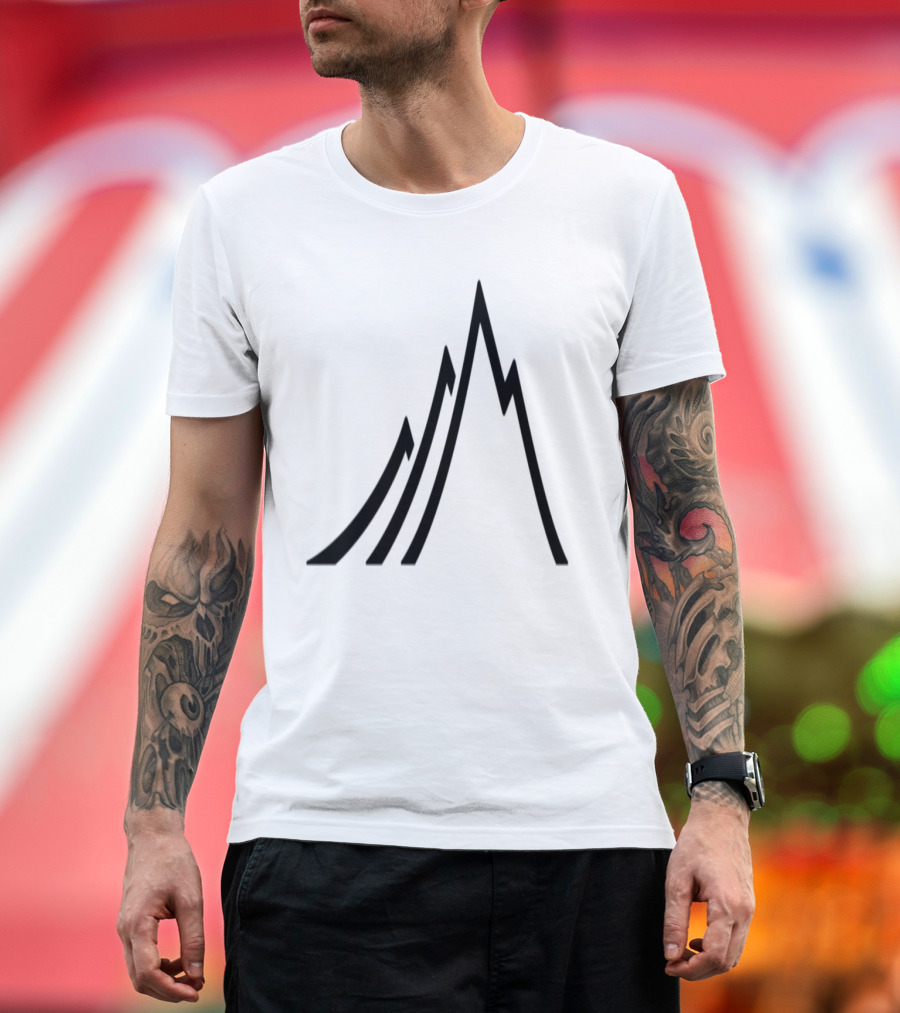 Geometric Mountain Peaks Abstract Black T-Shirt