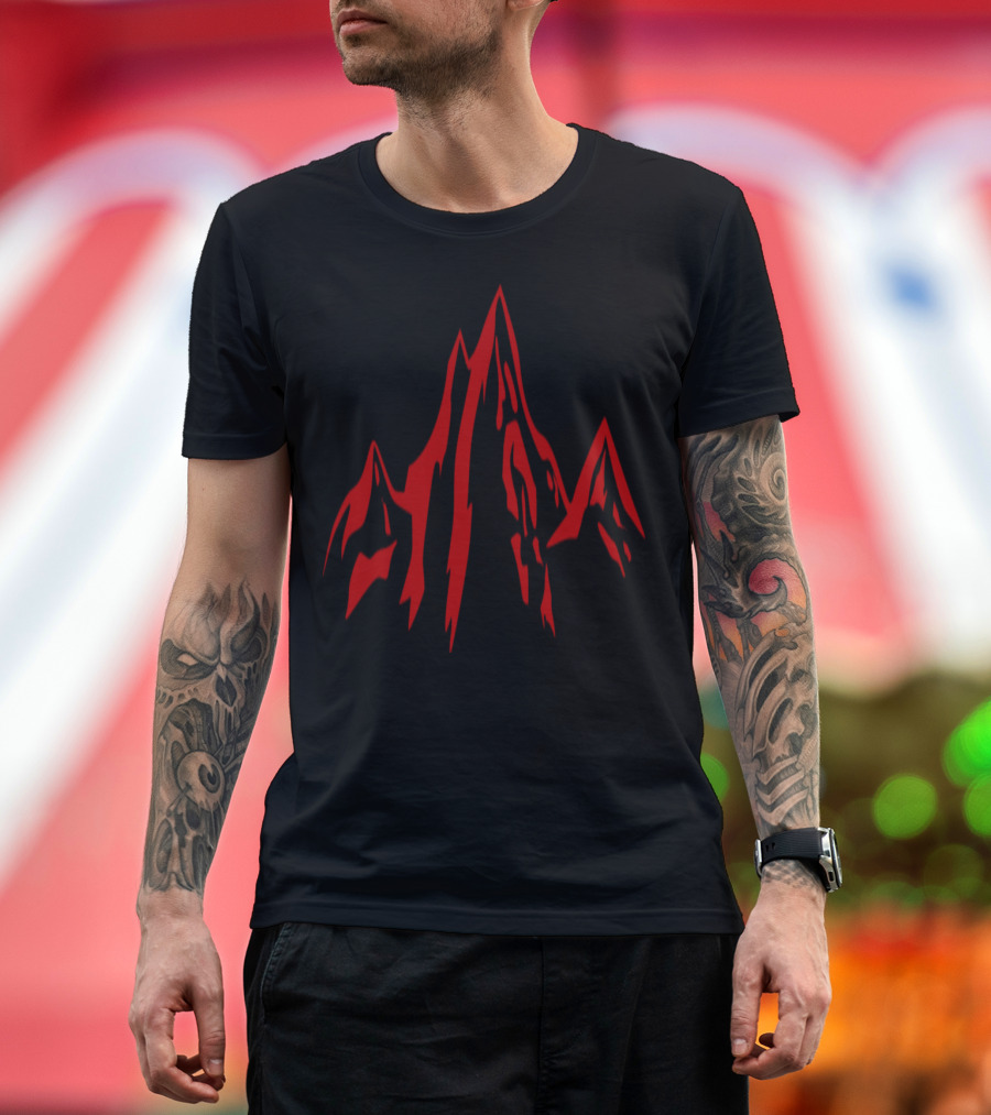 Mountain Silhouette in Red T-Shirt