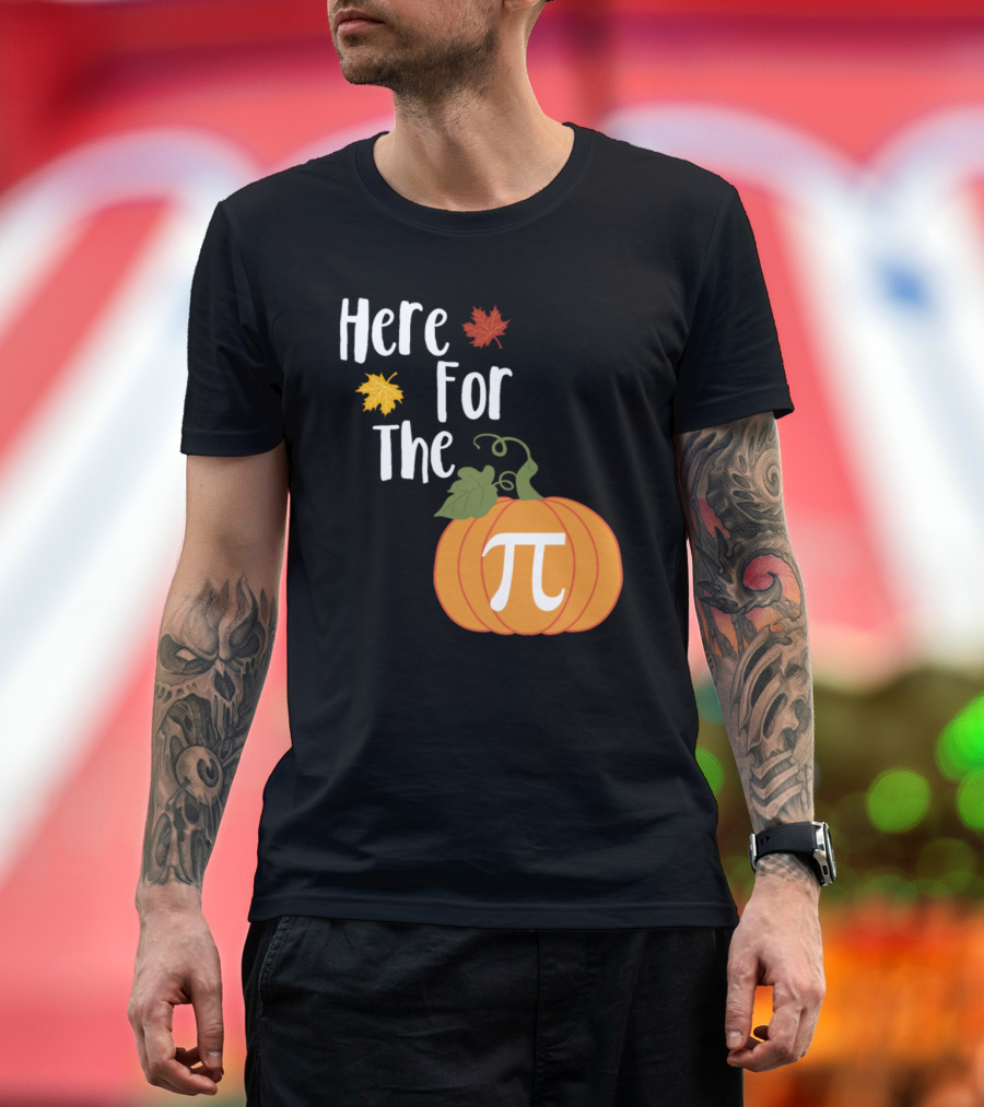Here For The Pumpkin Pi with Autumn Leaves T-Shirt