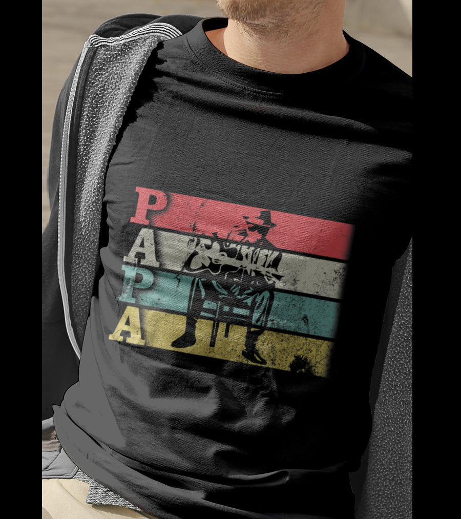 Papa Vintage Acoustic Guitar Dadfathers Day Funny T-Shirt
