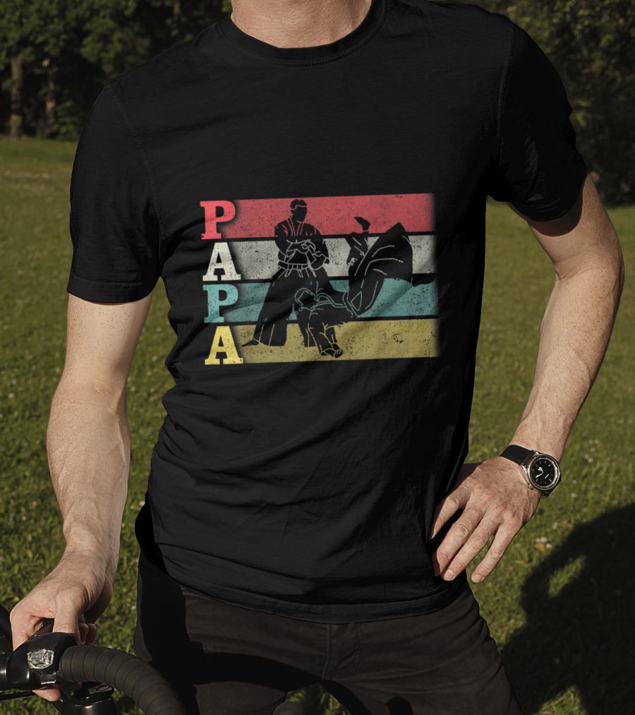 Vintage Aikido Papa Funny Dadfathers Day Martial Arts Action T-Shirt