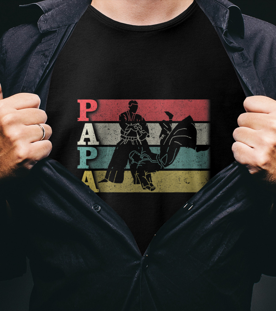 Vintage Aikido Papa Funny Dadfathers Day Martial Arts Action T-Shirt