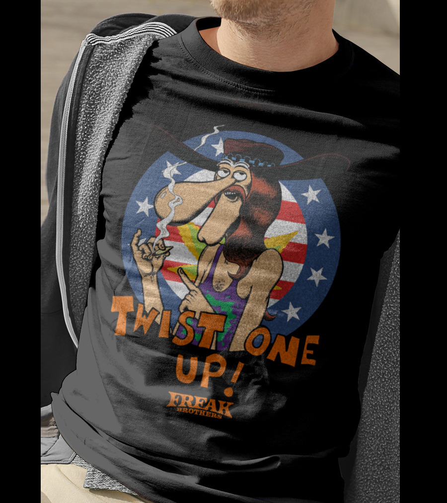 Freak Brothers Twist One Up Star-Spangled Smoking Character T-Shirt