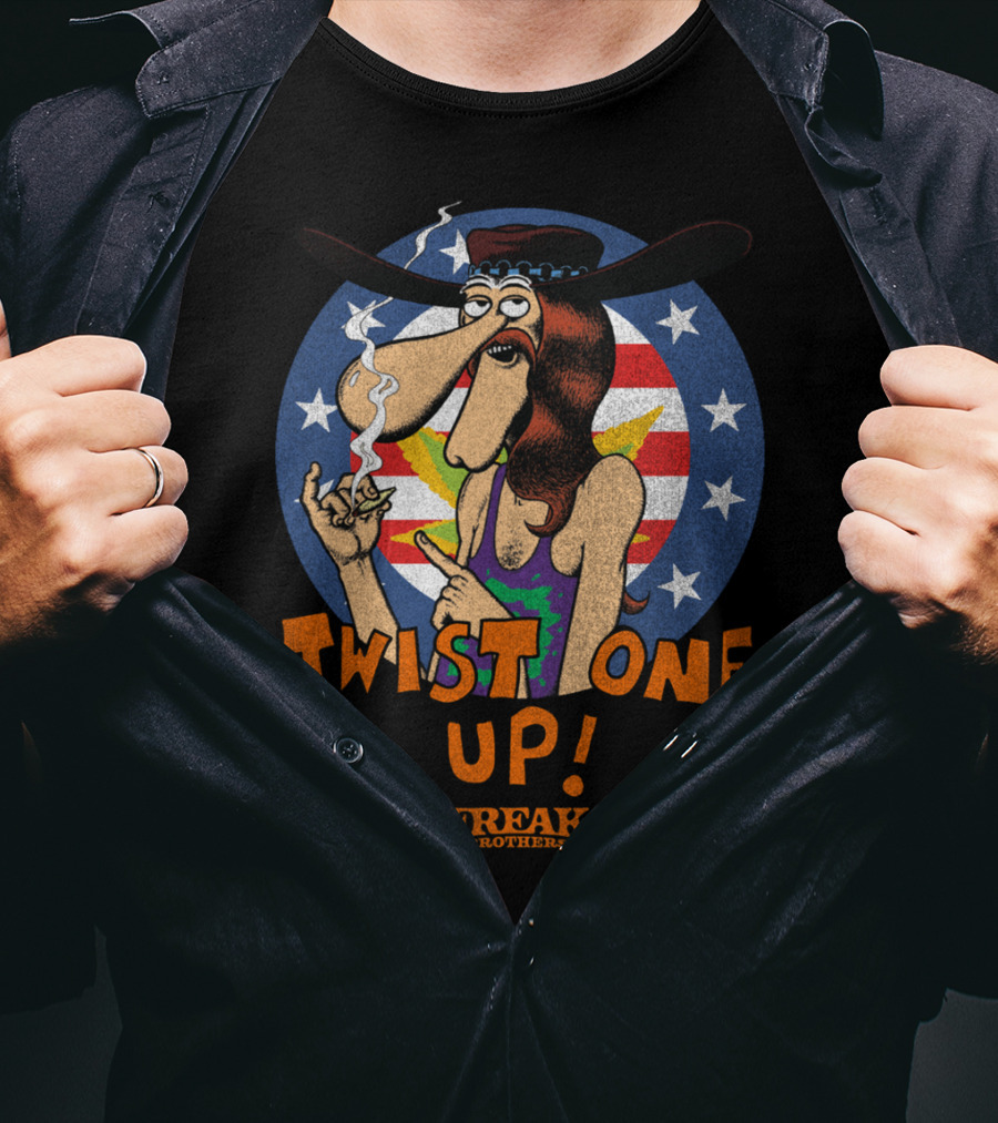 Freak Brothers Twist One Up Star-Spangled Smoking Character T-Shirt