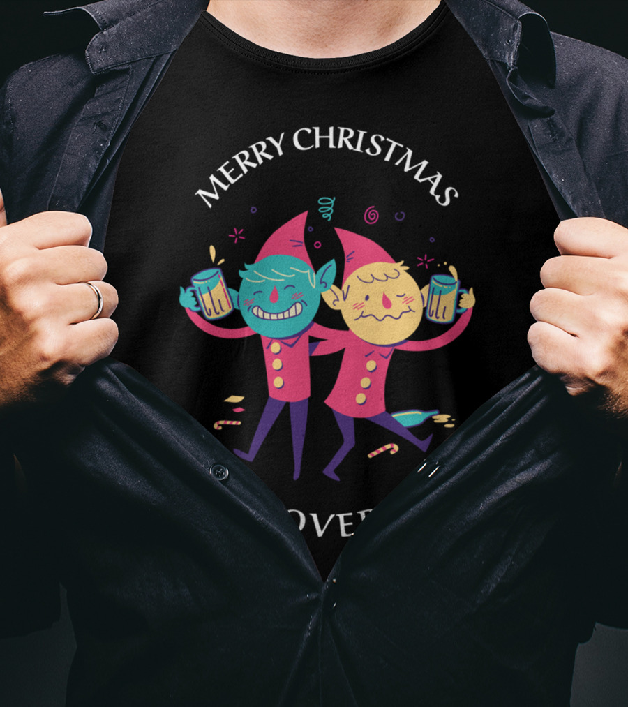 Merry Christmas Funny Drunken Elves Is It Over Yet T-Shirt