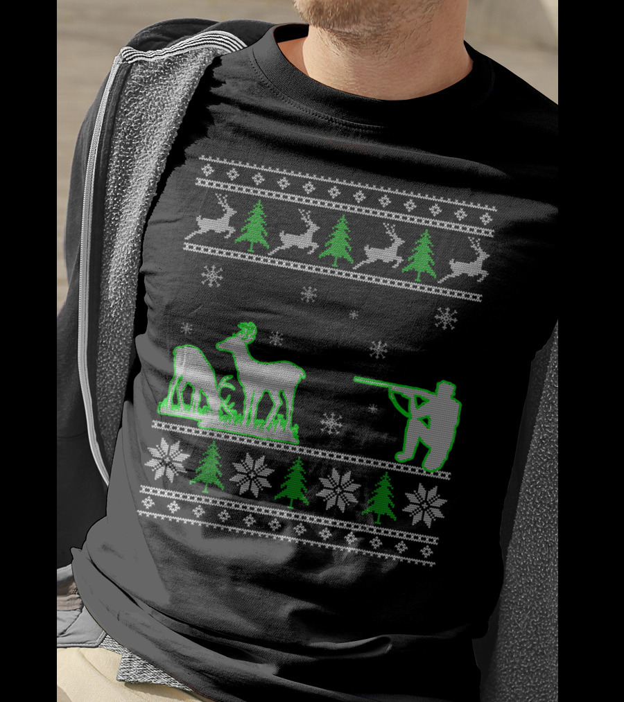 Funny Ugly Christmas Sweater Hunting Deer Hunters T-Shirt