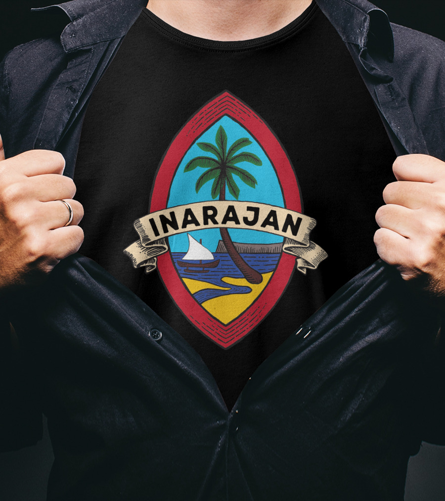 Guam Seal Inarajan Palm Beach Scene T-Shirt