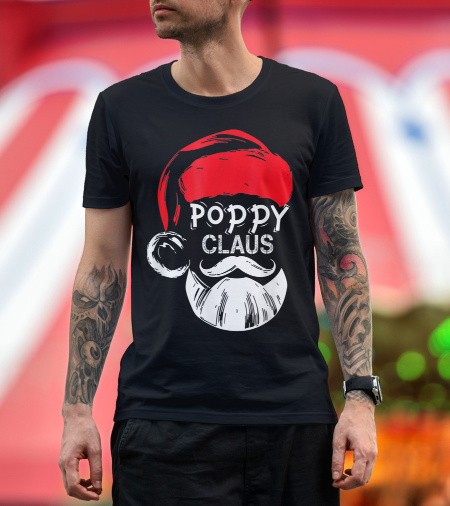 Poppy Claus Santa Hat Beard Christmas T-Shirt