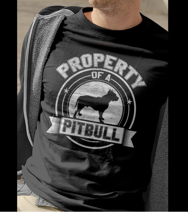 Property Of A Pitbull Bold Vintage Style Circular Emblem T-Shirt