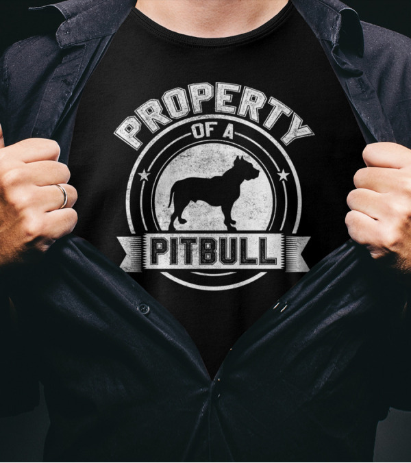 Property Of A Pitbull Bold Vintage Style Circular Emblem T-Shirt