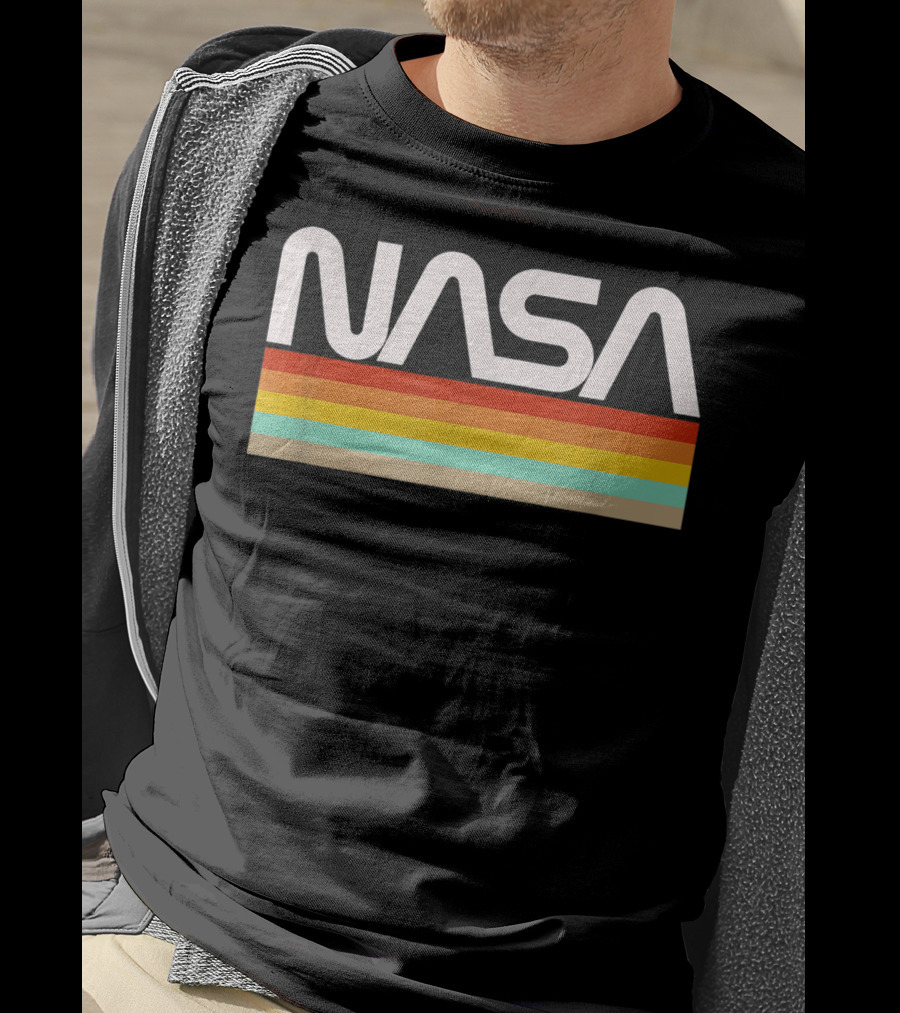NASA Worm Logo Retro Stripes T-Shirt