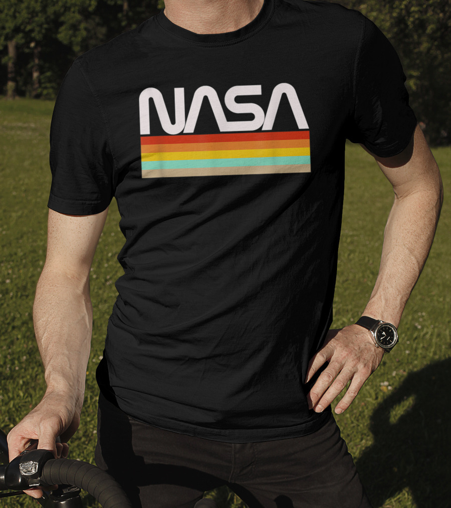 NASA Worm Logo Retro Stripes T-Shirt