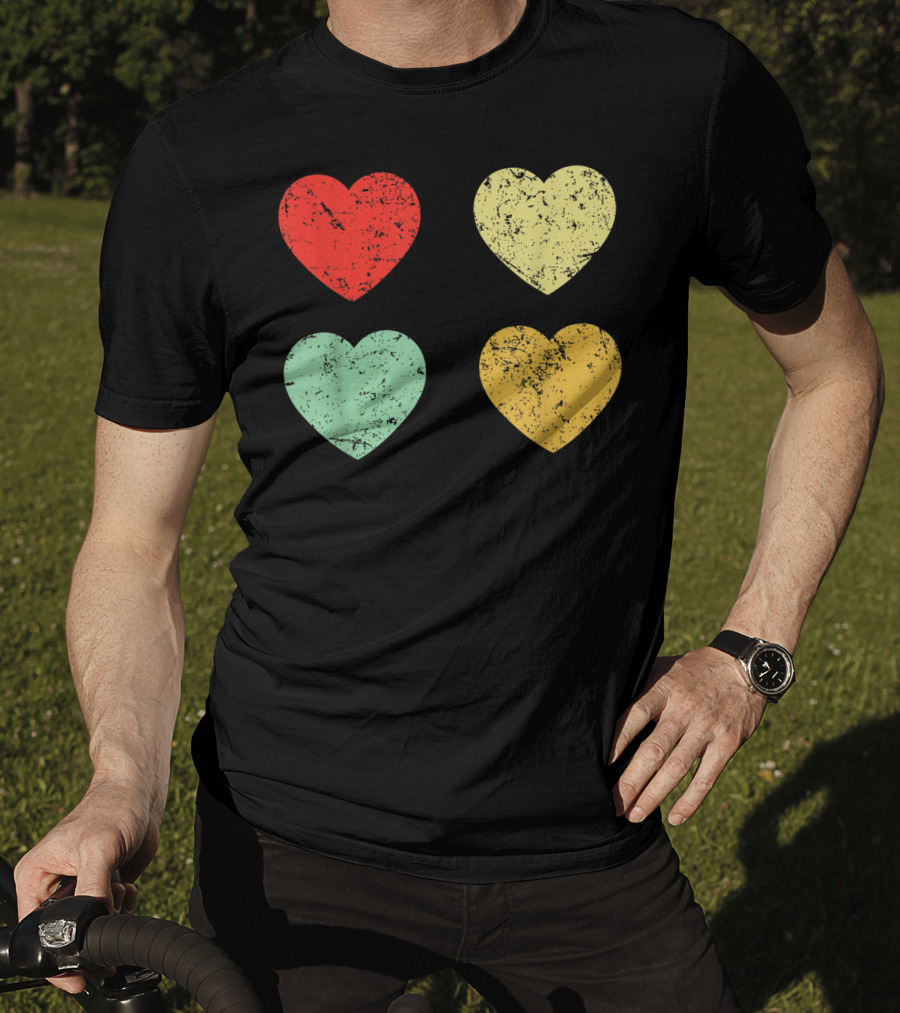 Retro Vintage Grunge Hearts Valentines Day T-Shirt