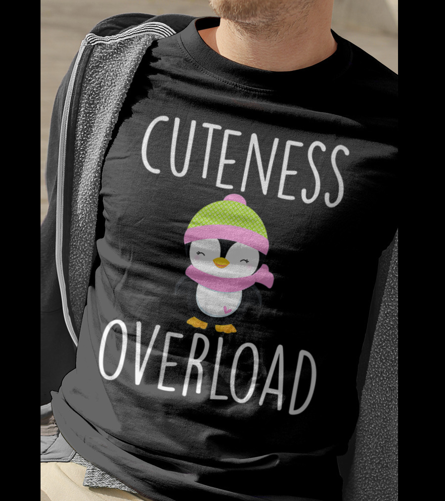 Cuteness Overload Penguin Lover Green Hat And Scarf T-Shirt