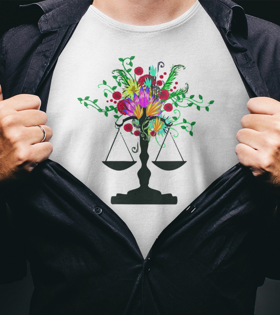 Scales Of Justice Vibrant Floral Arrangement Female T-Shirt