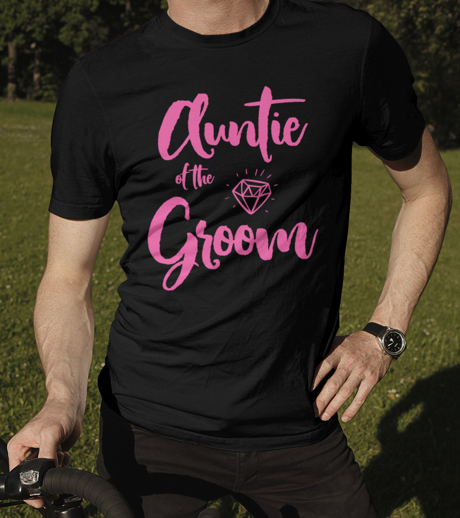 Auntie Of The Groom Pink Diamond Bridal Party T-Shirt