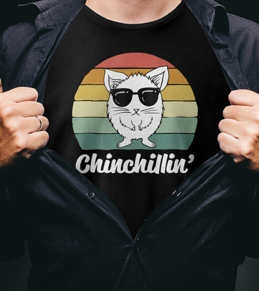 Chinchillin' Funny Chinchilla Owner Lover Retro Sunglasses T-Shirt