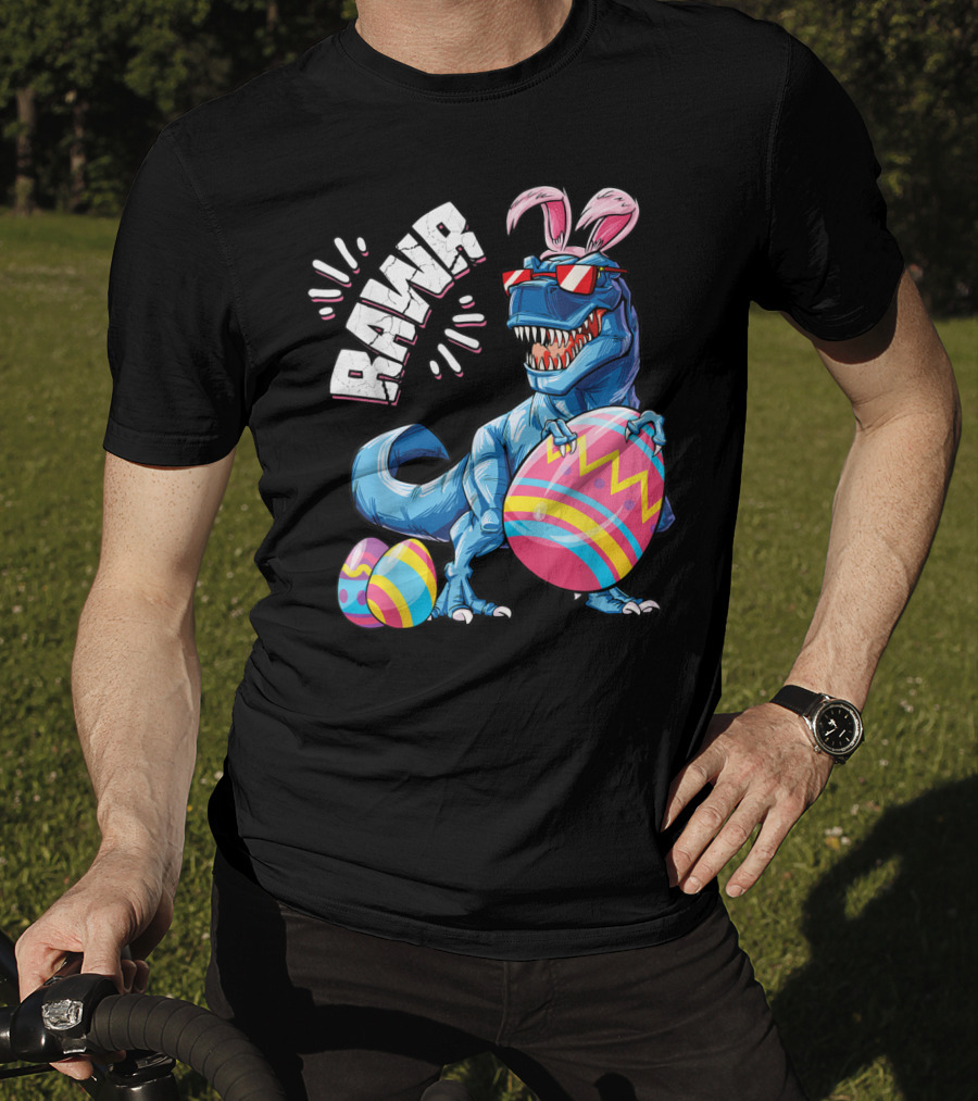 Easter Bunny Dinosaur Rex Rawr Eggs Girl T-Shirt
