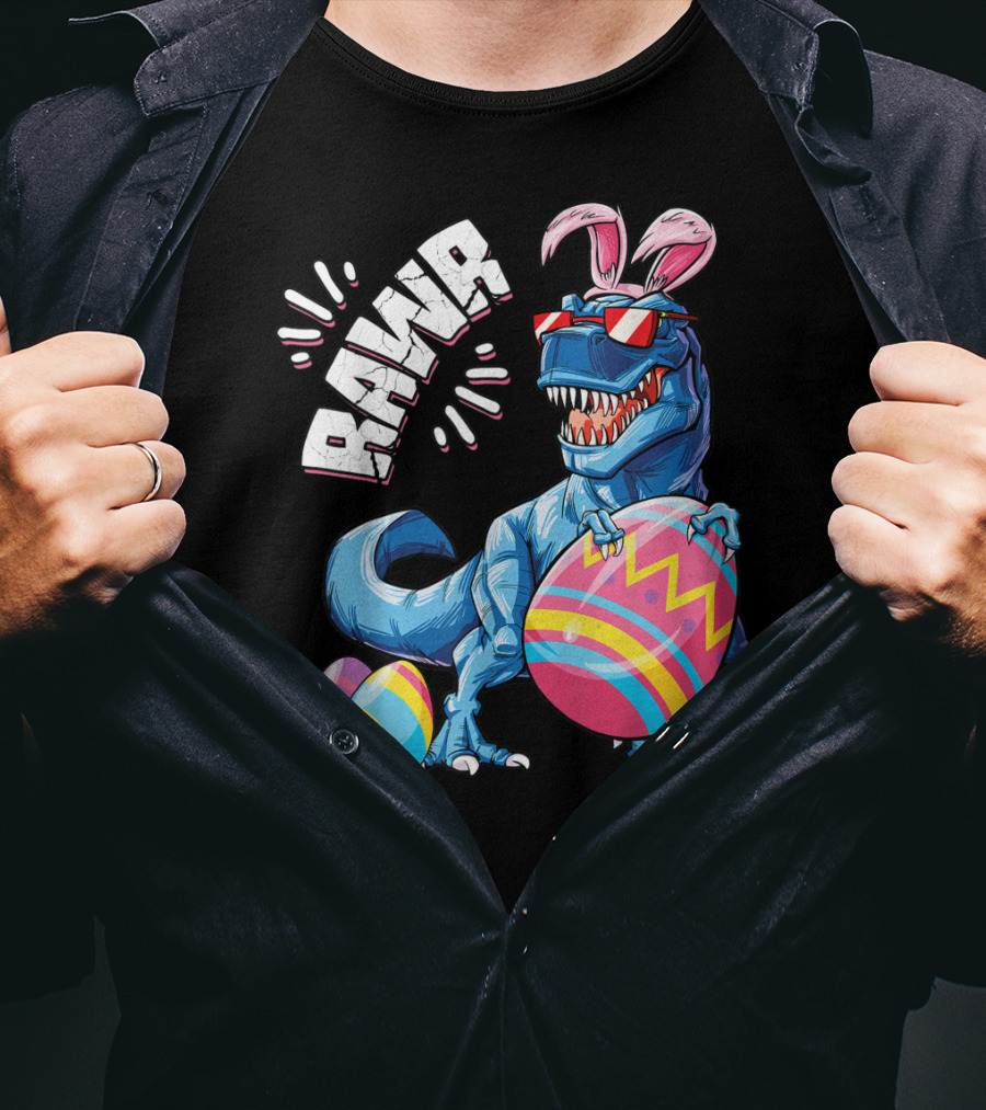 Easter Bunny Dinosaur Rex Rawr Eggs Girl T-Shirt
